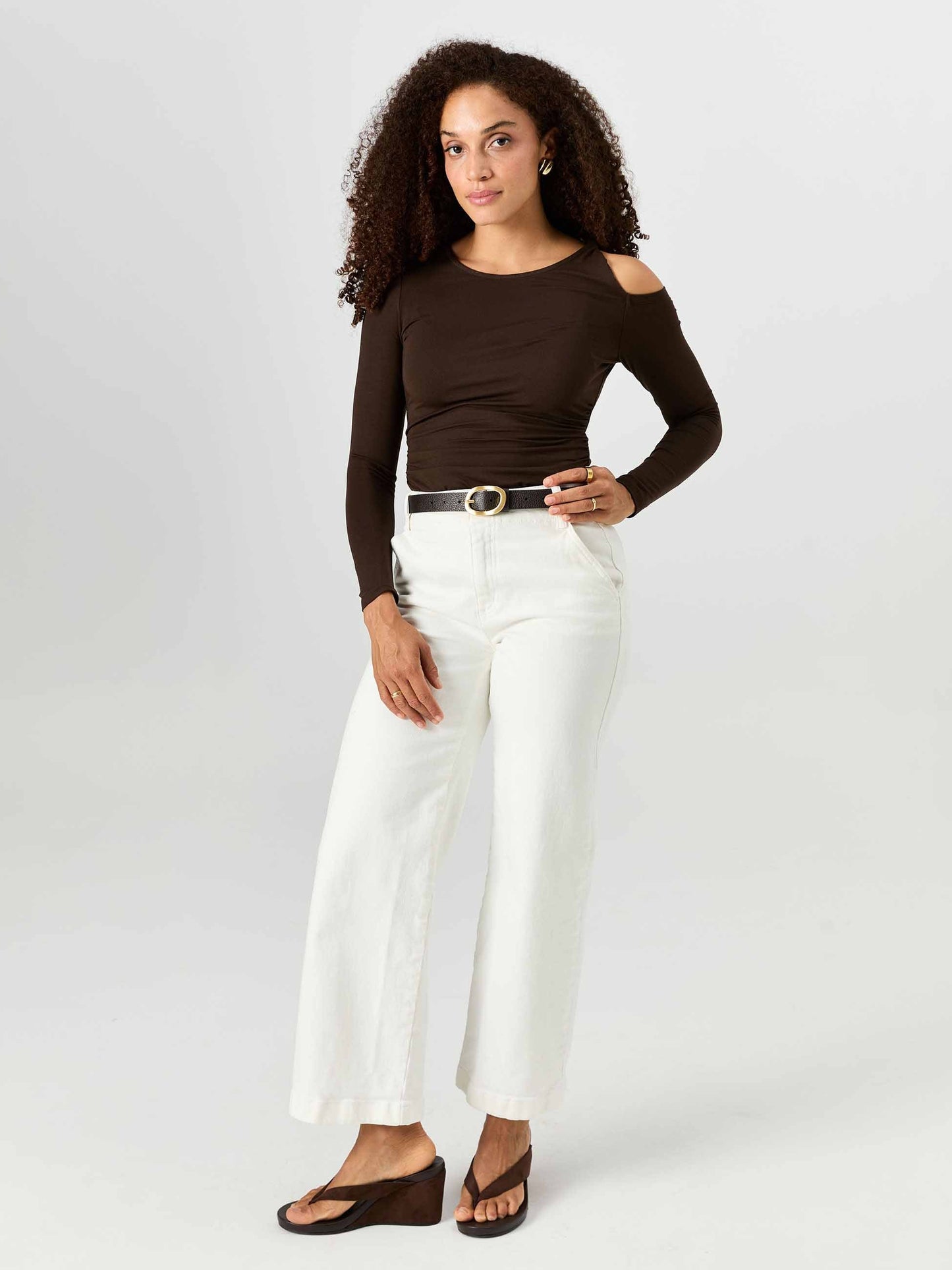 Twist Long Sleeve Top - Coffee Bean
