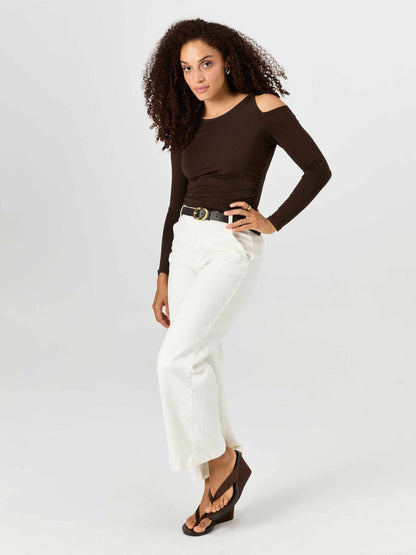 Twist Long Sleeve Top - Coffee Bean
