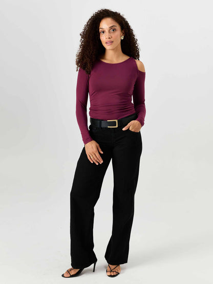 Twist Long Sleeve Top - Ruby