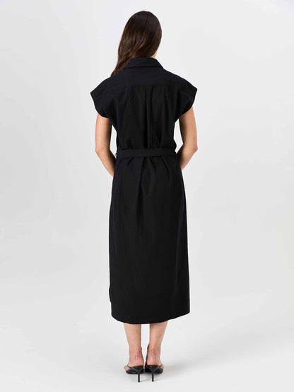 Poplin Shirt Dress - Black