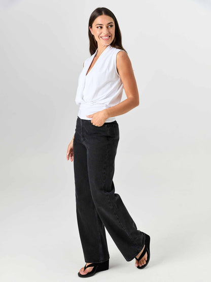 Shawl Collar Top - White