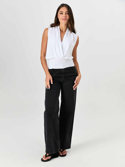 Shawl Collar Top - White