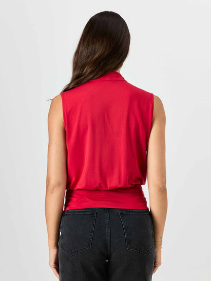 Shawl Collar Top - Cherry