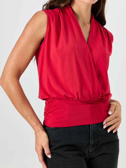 Shawl Collar Top - Cherry
