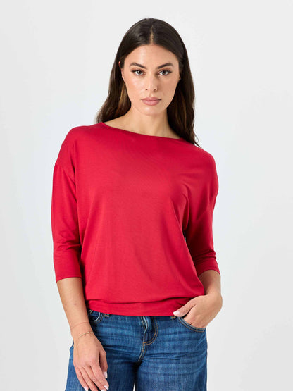 Modal Luxe Layer Tee 3/4 Sleeve - Cherry