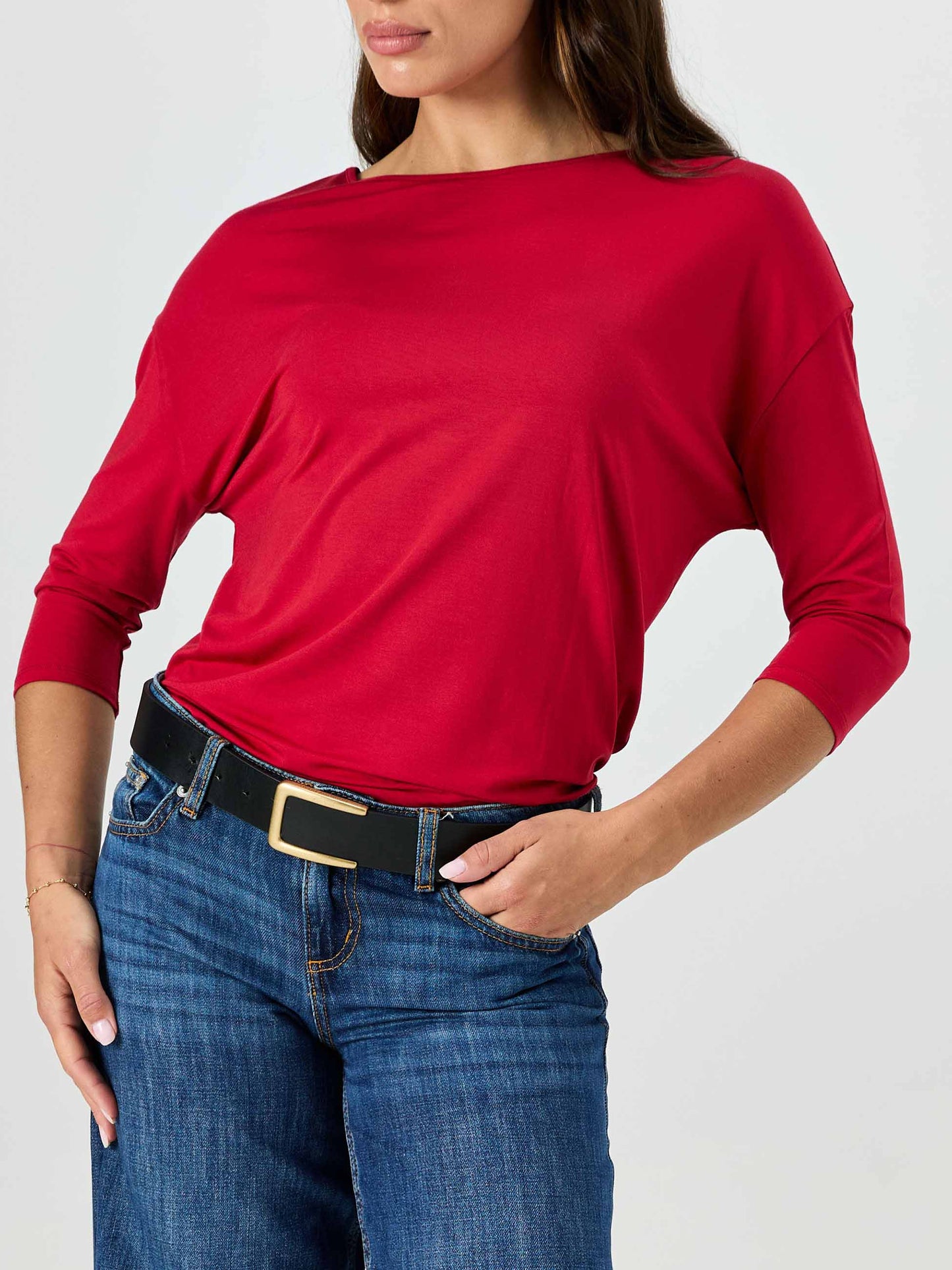 Modal Luxe Layer Tee 3/4 Sleeve - Cherry