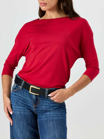 Modal Luxe Layer Tee 3/4 Sleeve - Cherry