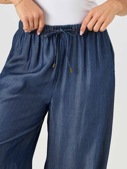 Denim Tencel Palazzo Pant - Dark Denim