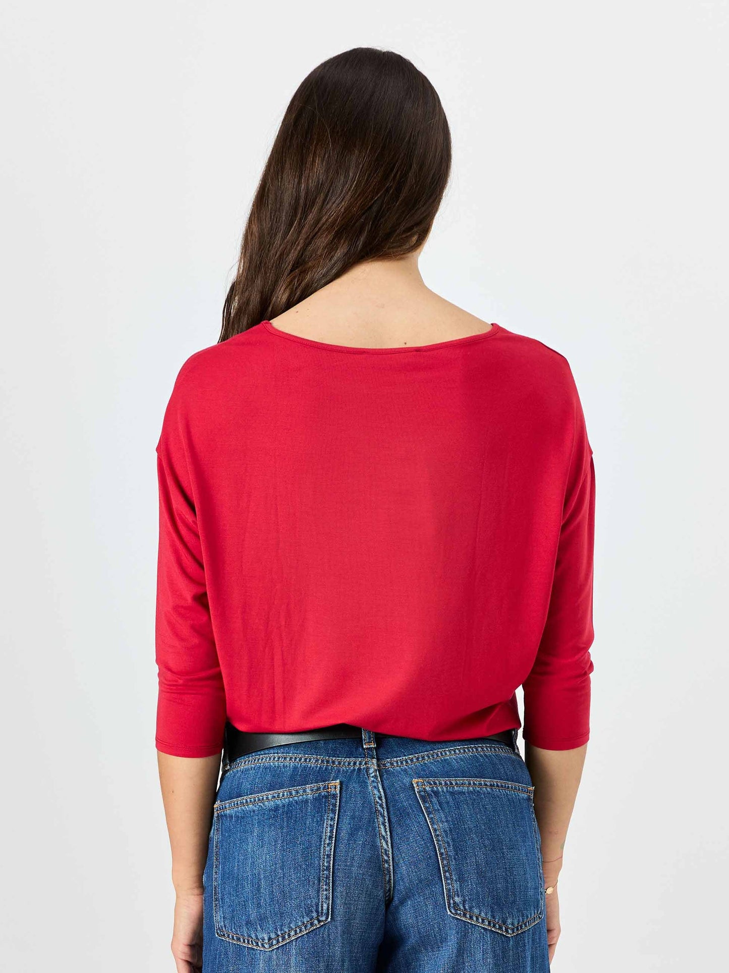 Modal Luxe Layer Tee 3/4 Sleeve - Cherry