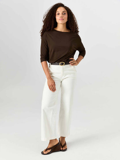 Modal Luxe Layer Tee 3/4 Sleeve - Coffee Bean