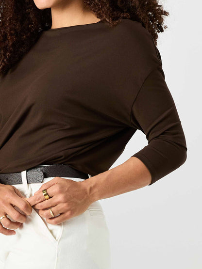 Modal Luxe Layer Tee 3/4 Sleeve - Coffee Bean