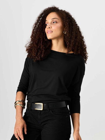 Modal Luxe Layer Tee 3/4 Sleeve - Black