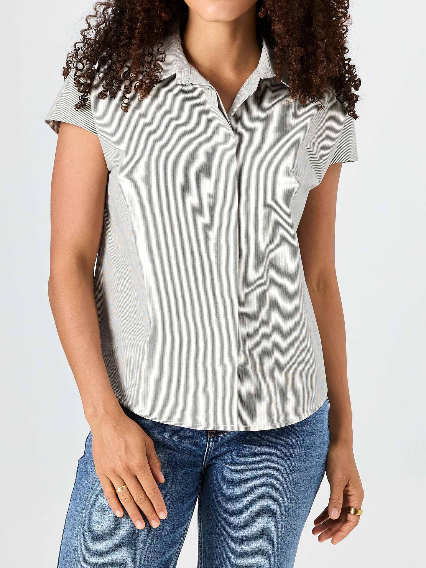 Laurel Poplin Shirt - Black & White Stripe