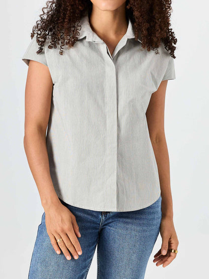 Laurel Poplin Shirt - Black & White Stripe