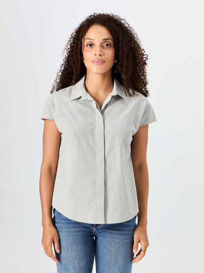 Laurel Poplin Shirt - Black & White Stripe