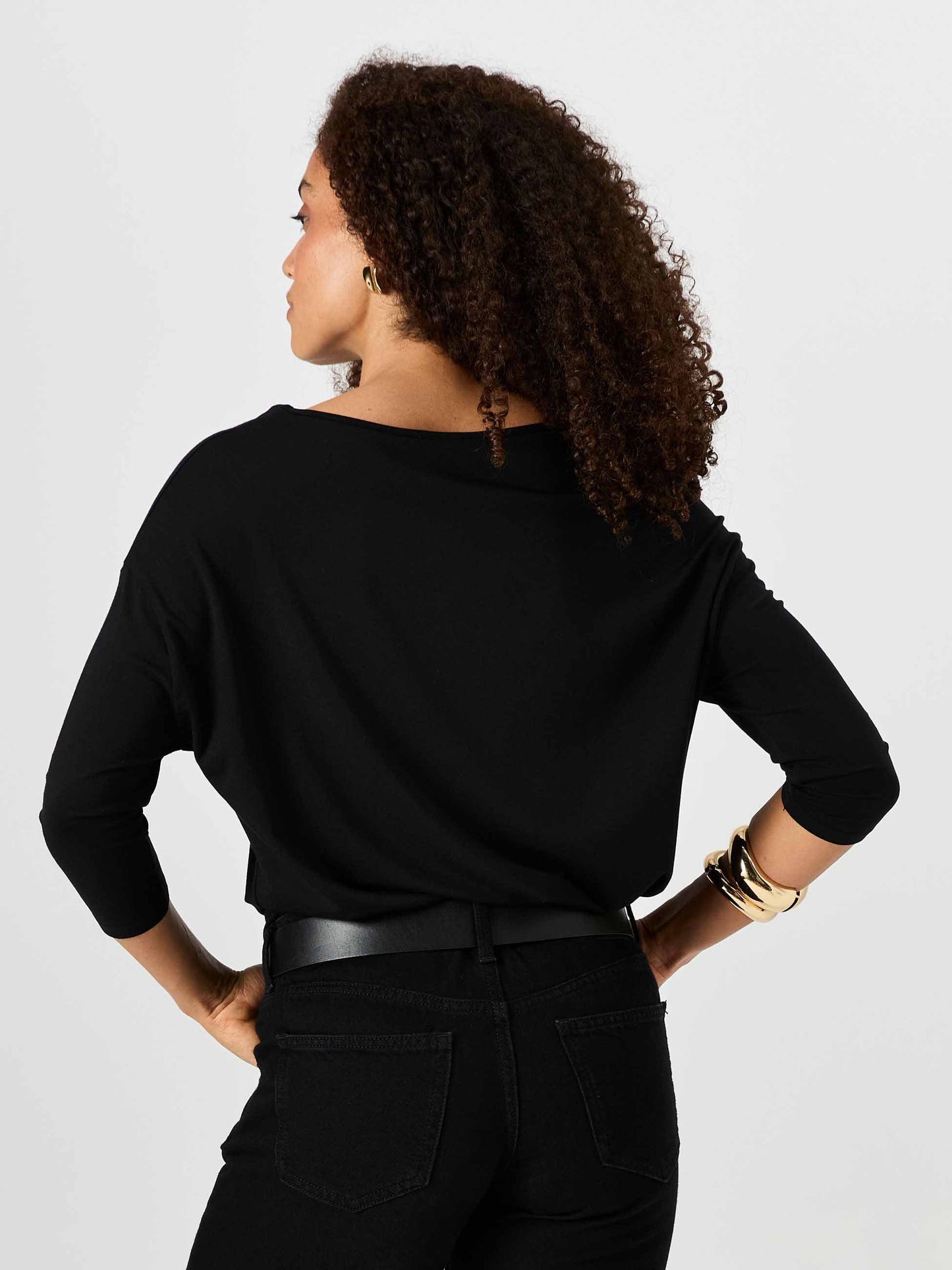 Modal Luxe Layer Tee 3/4 Sleeve - Black