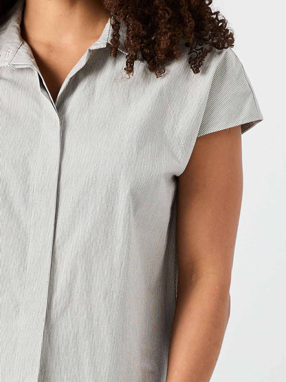 Laurel Poplin Shirt - Black & White Stripe