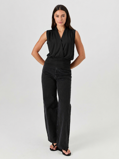 Shawl Collar Top  Black
