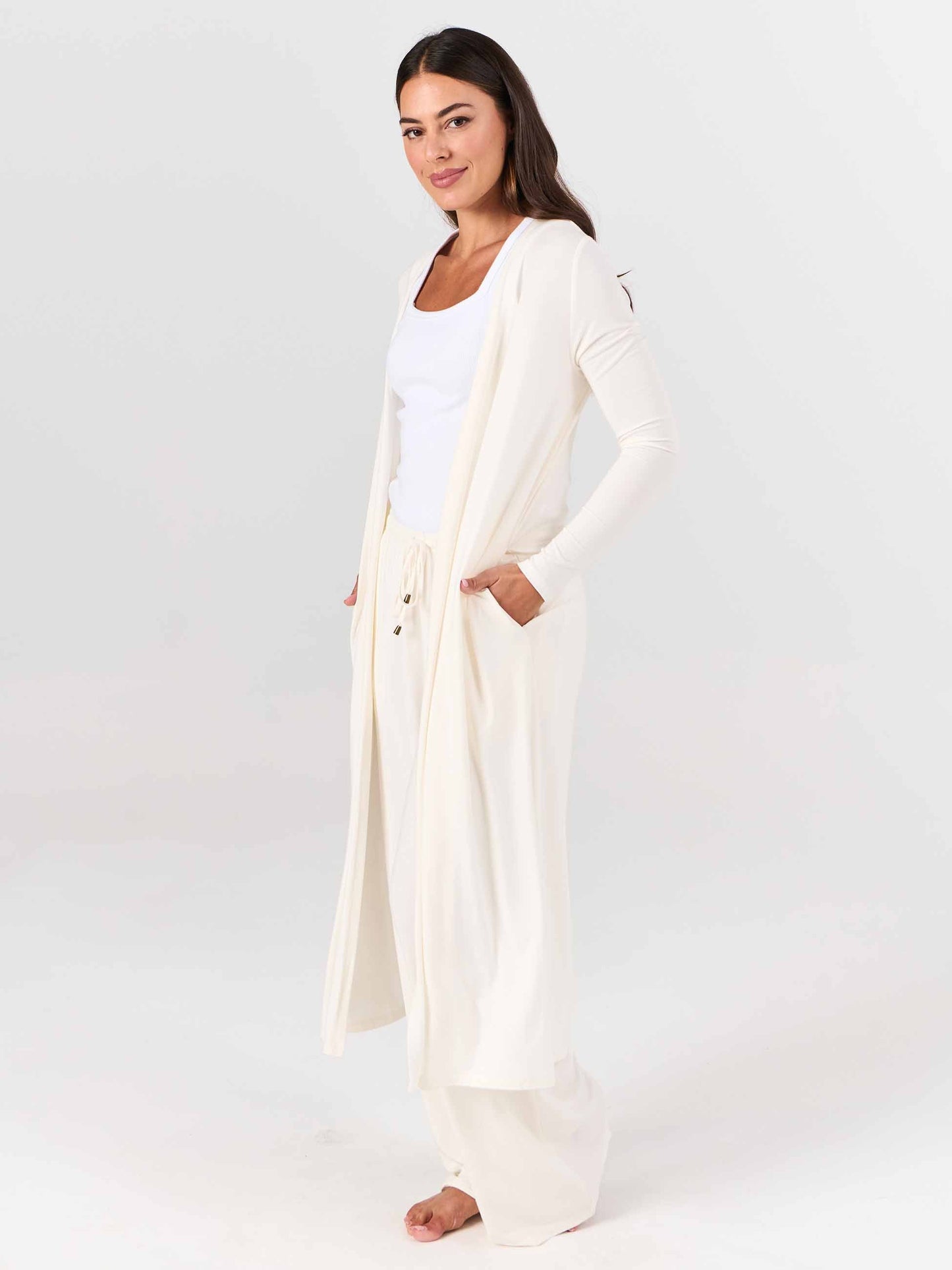Modal Longline Cardigan - Soft White
