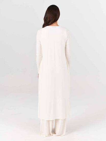 Modal Longline Cardigan - Soft White