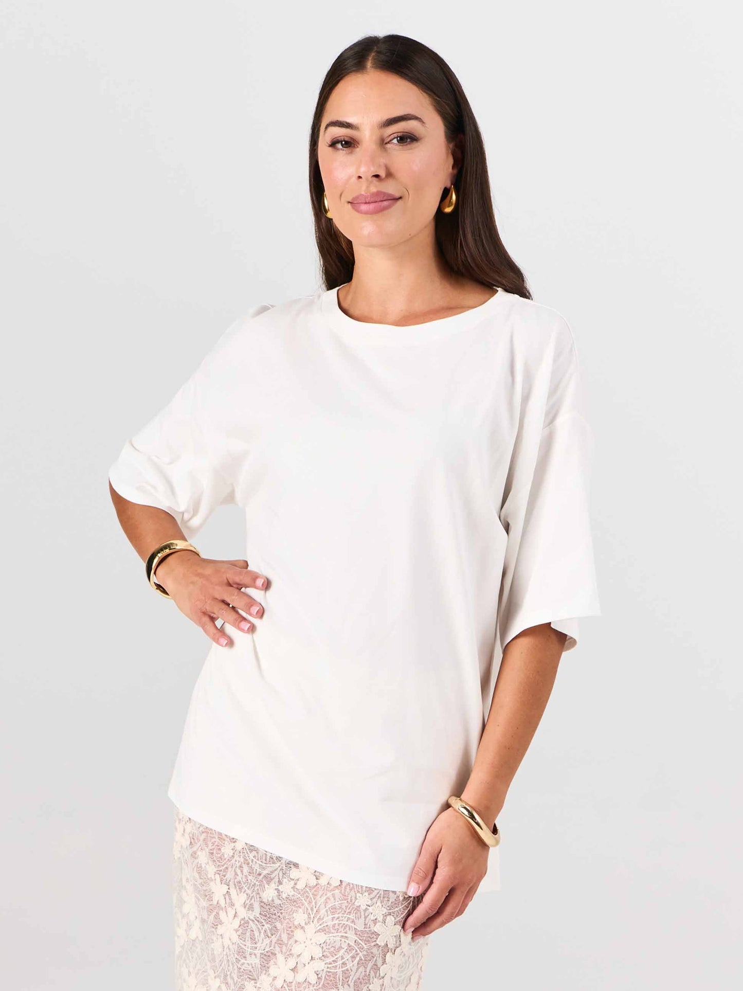 Oversized Pima Cotton Tee - Soft White
