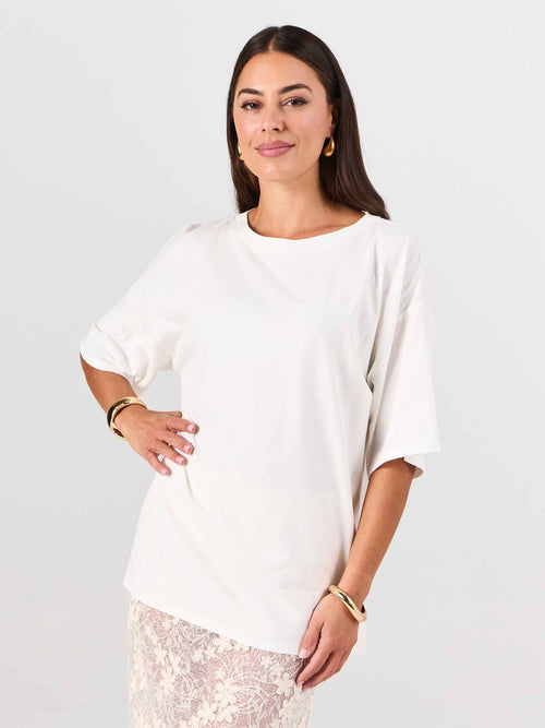 Oversized Pima Cotton Tee - Soft White