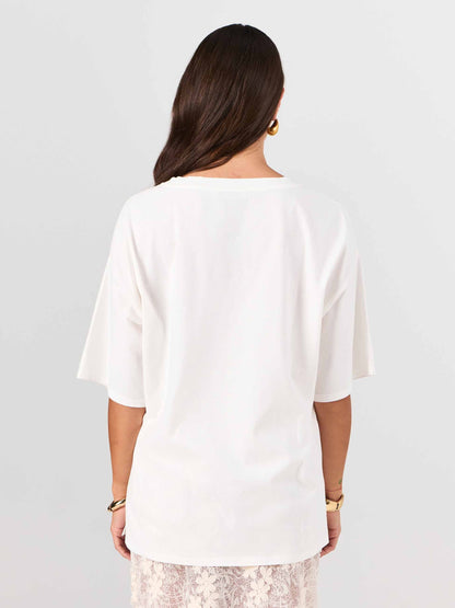 Oversized Pima Cotton Tee - Soft White