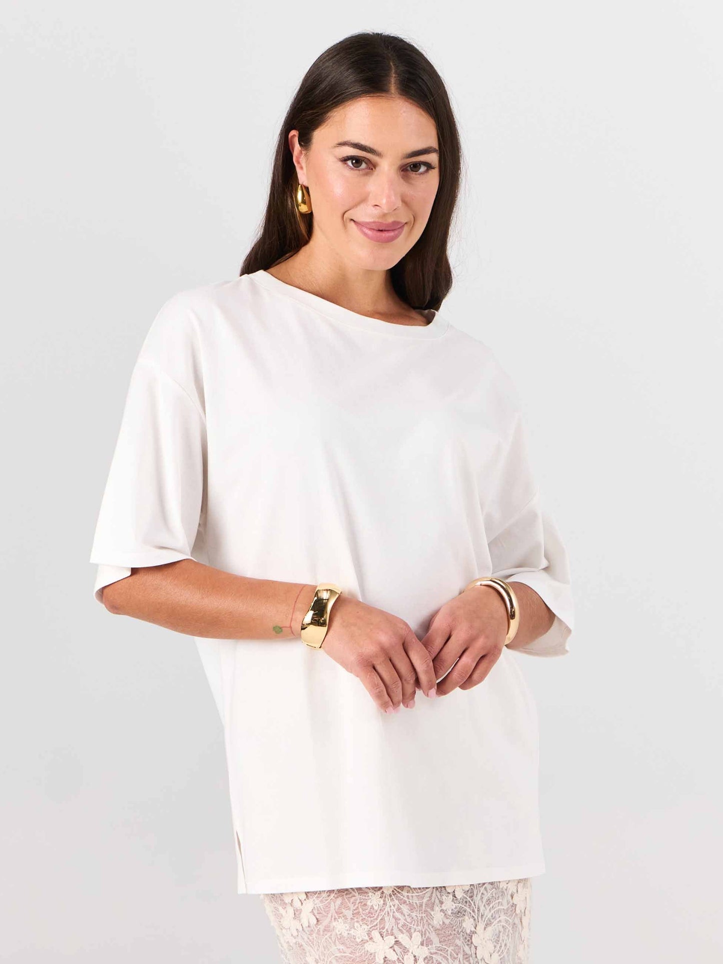 Oversized Pima Cotton Tee - Soft White