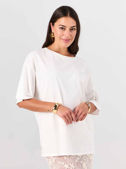 Oversized Pima Cotton Tee - Soft White