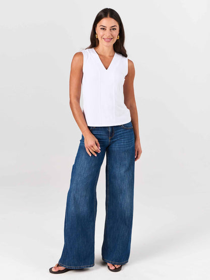 Laura V Neck Top - White