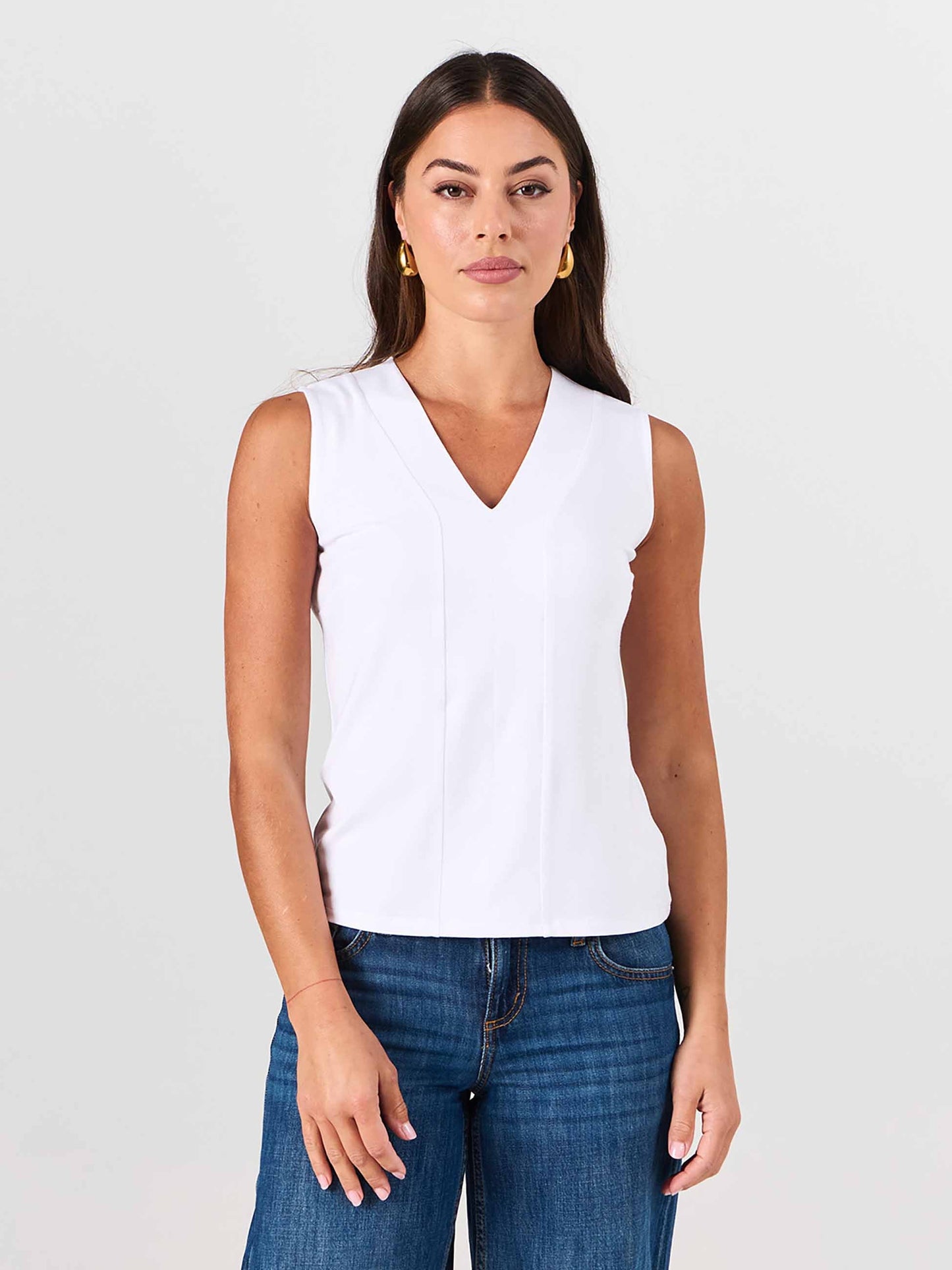 Laura V Neck Top - White