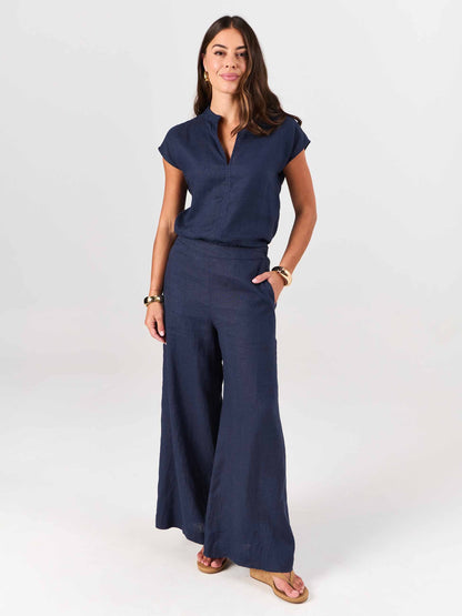 Sophia Linen Tunic - Navy