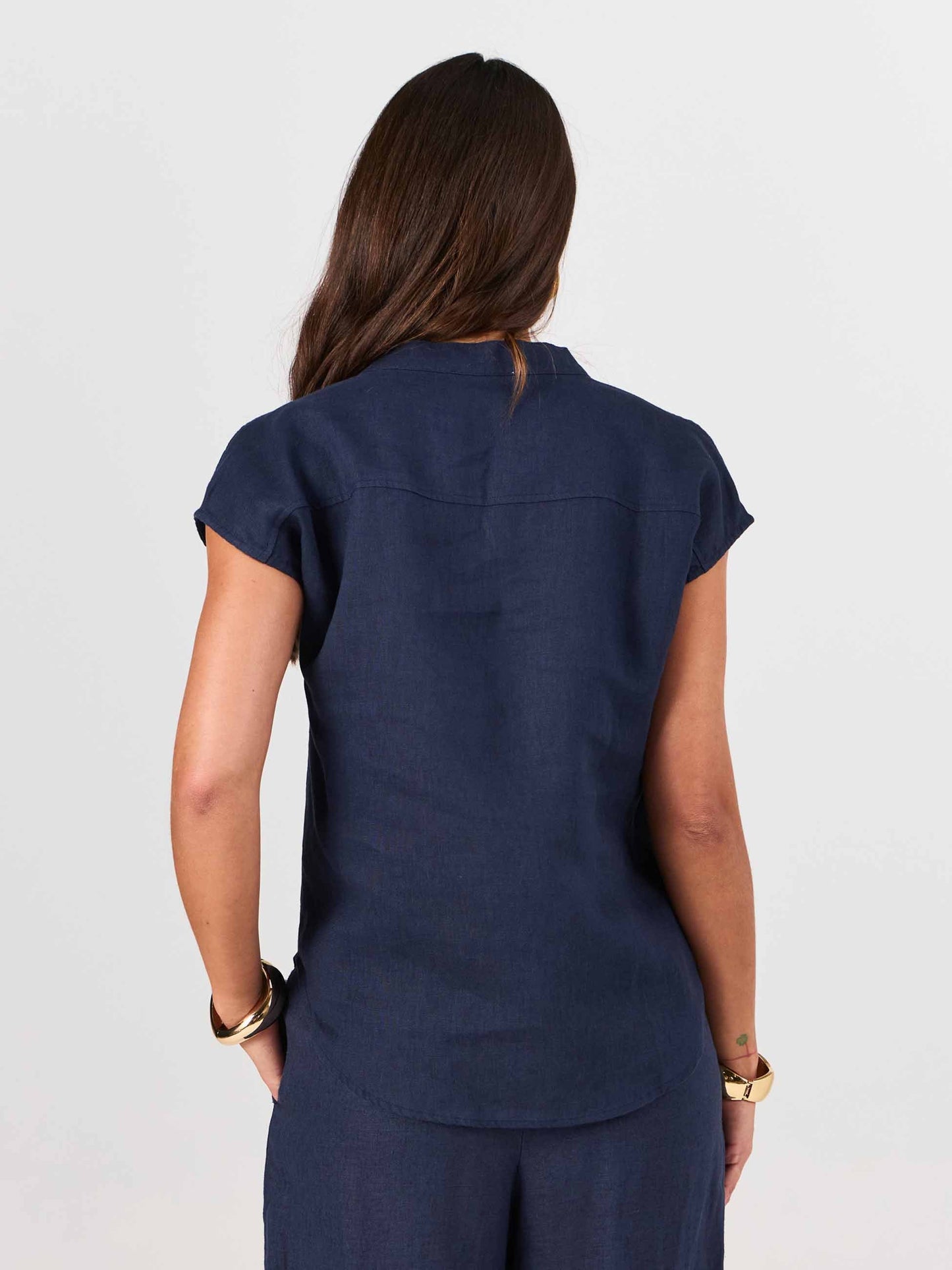 Sophia Linen Tunic - Navy