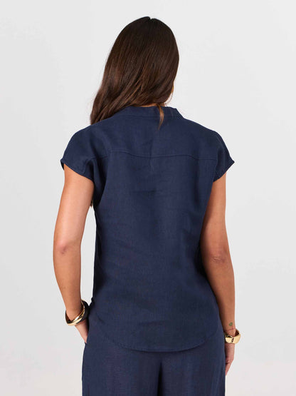 Sophia Linen Tunic - Navy