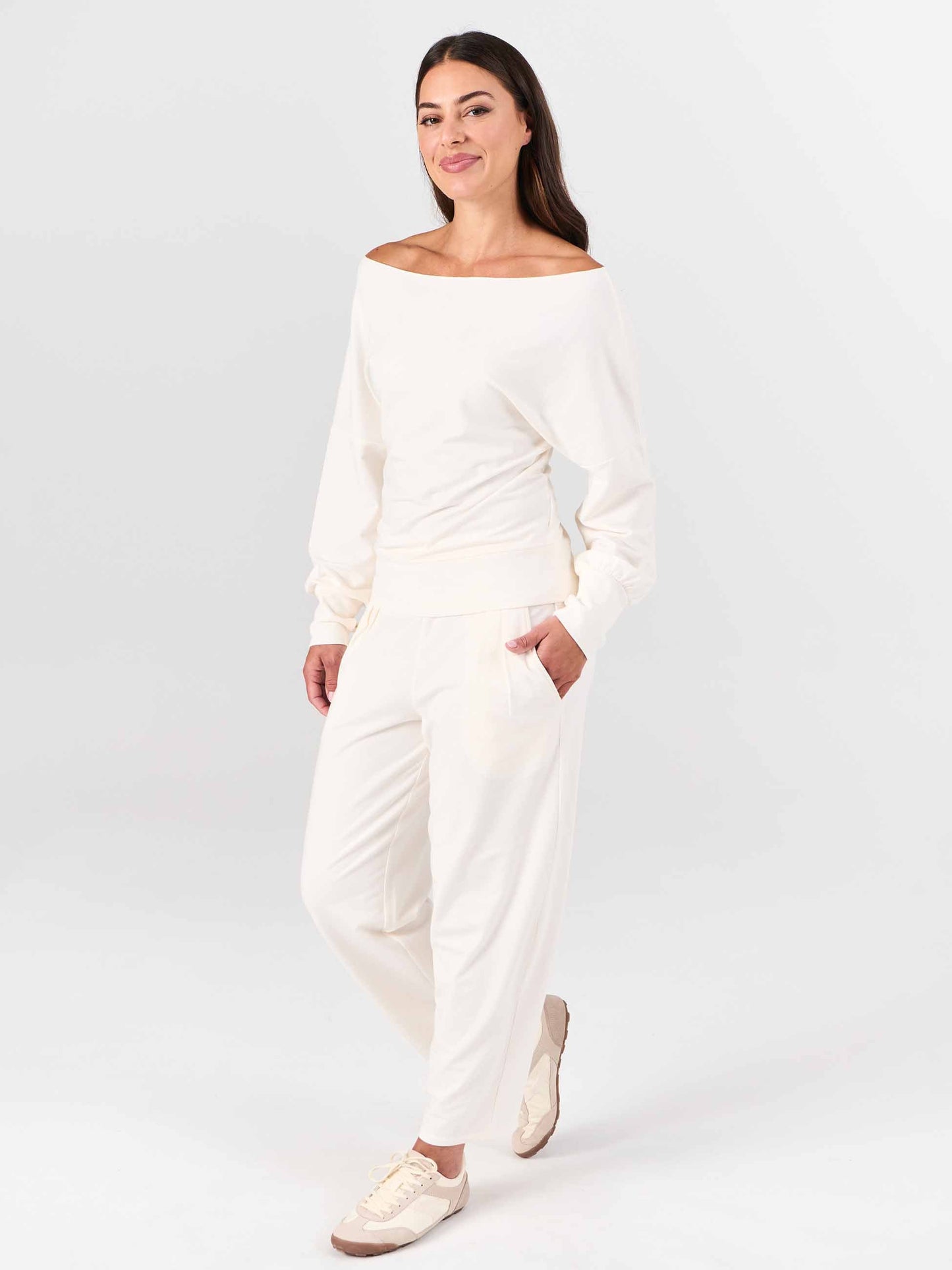 Kyoto Ankle Length French Terry Jogger - Soft White