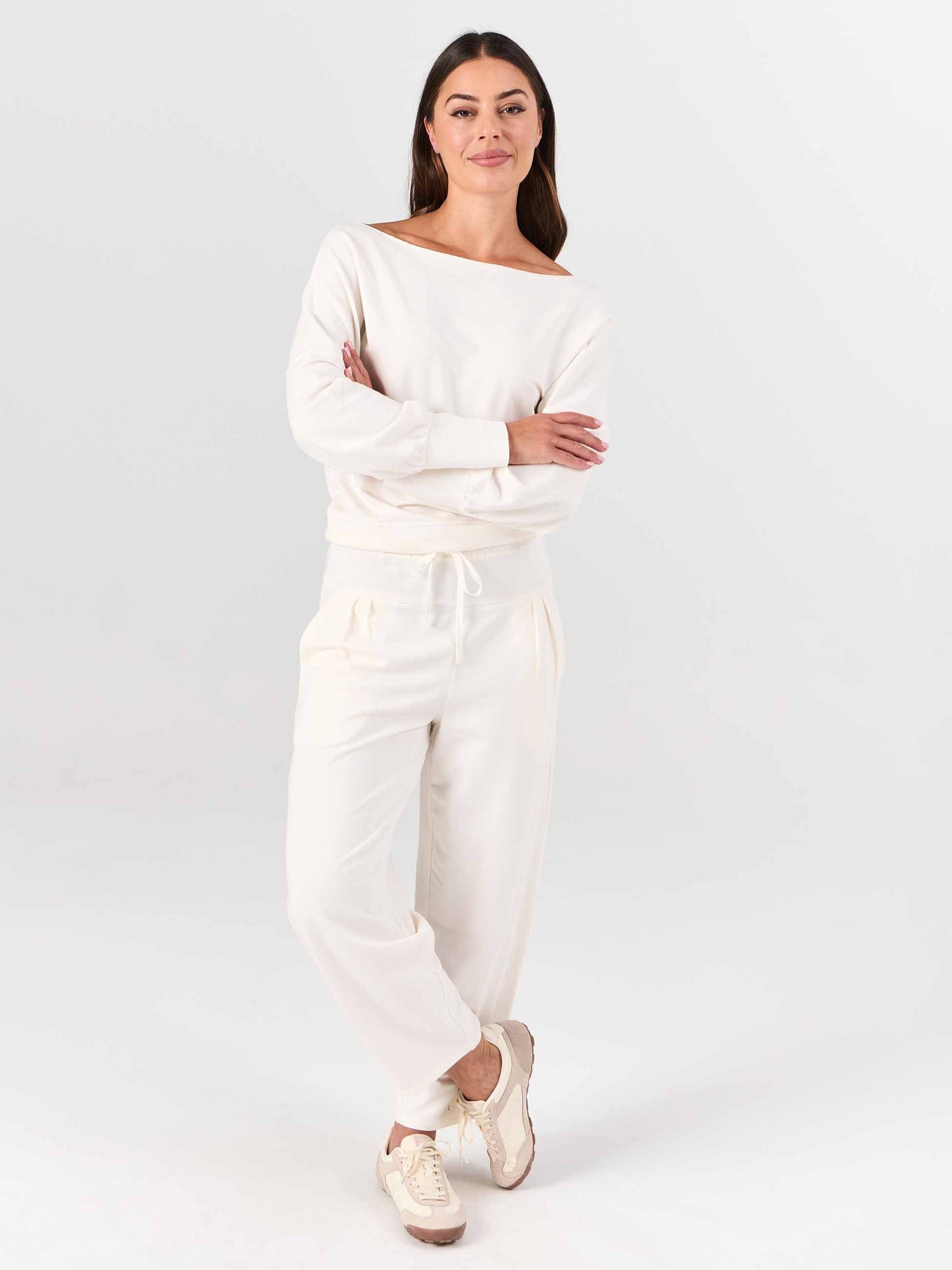 Kyoto Ankle Length French Terry Jogger - Soft White