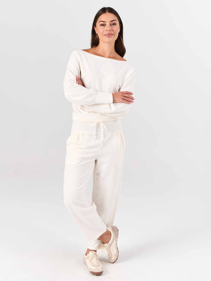 Kyoto Ankle Length French Terry Jogger - Soft White
