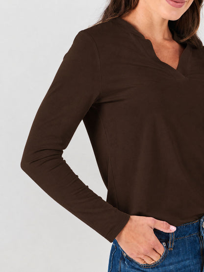 Nero Long Sleeve Top - Coffee Bean