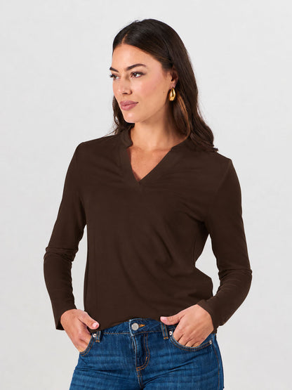 Nero Long Sleeve Top - Coffee Bean