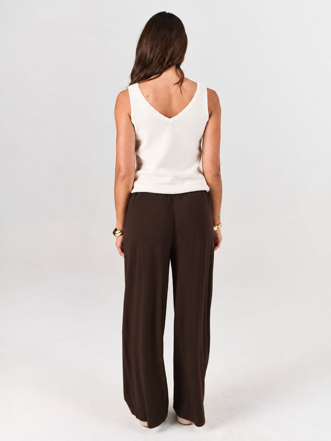 Pleat Front Wide Leg Pants - Coffee Bean