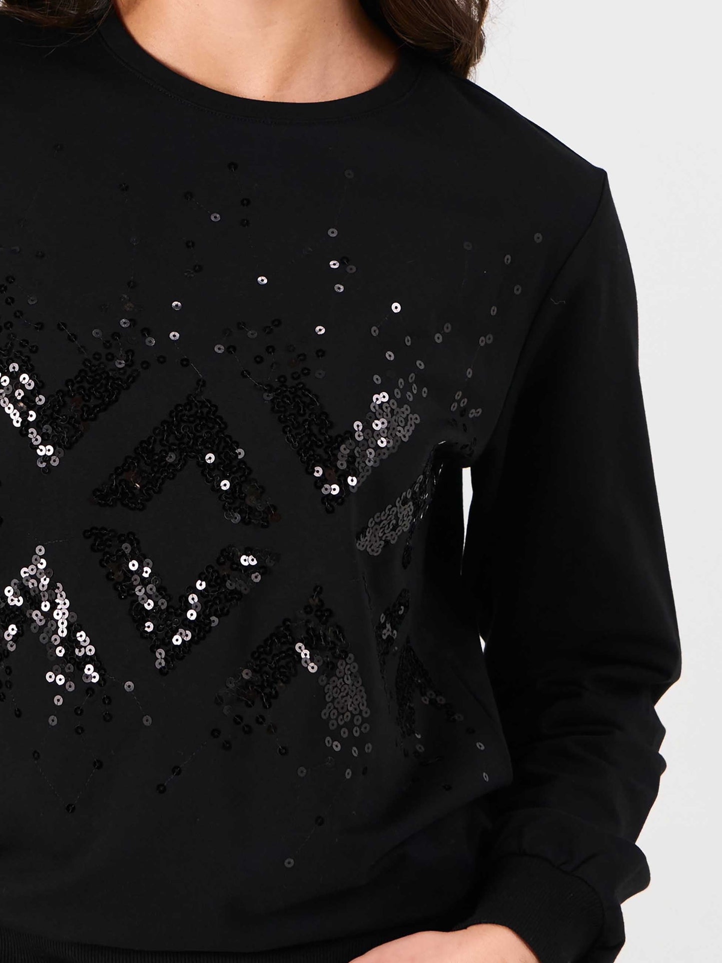 Natalie Sequin Sweatshirt - Black