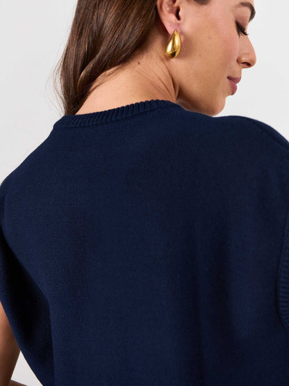 Lee Cotton Knit Vest- Navy