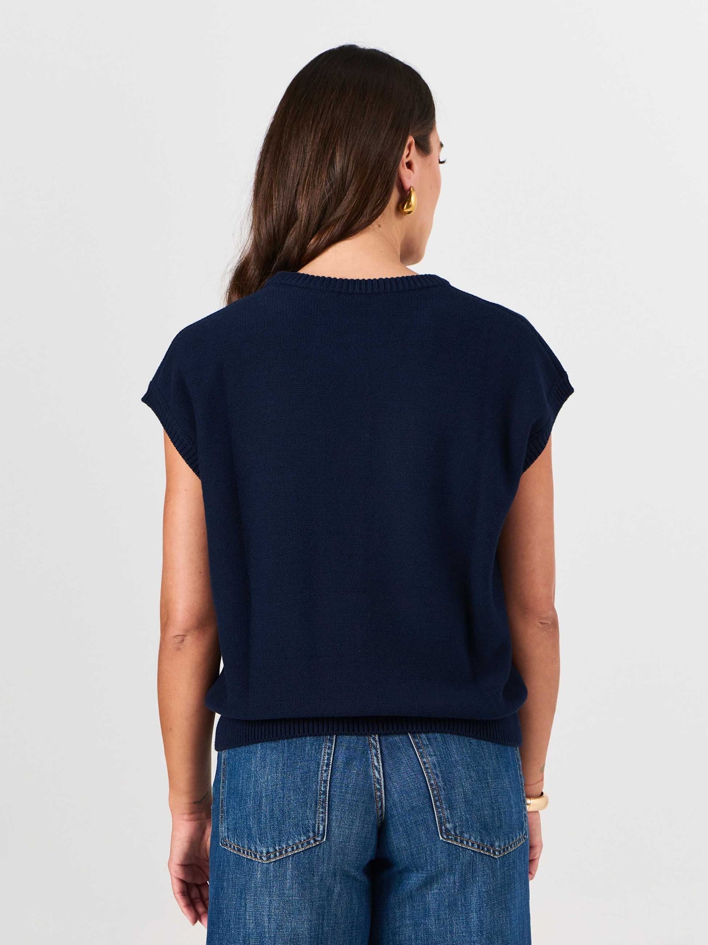 Lee Cotton Knit Vest- Navy