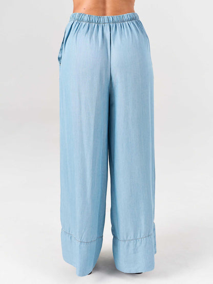 Denim Tencel Palazzo Pant - Light Denim