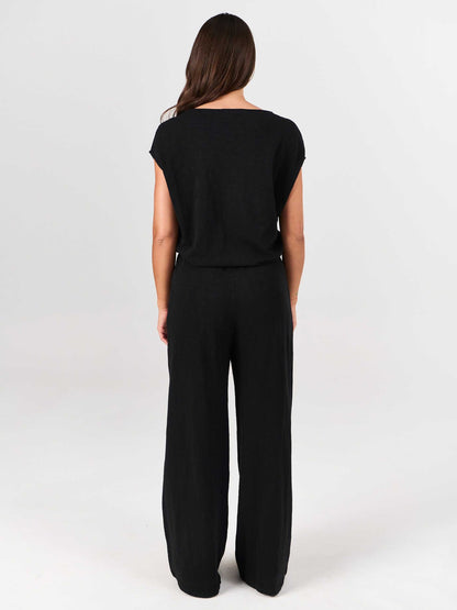 Textured Slub Lounge Pant - Black