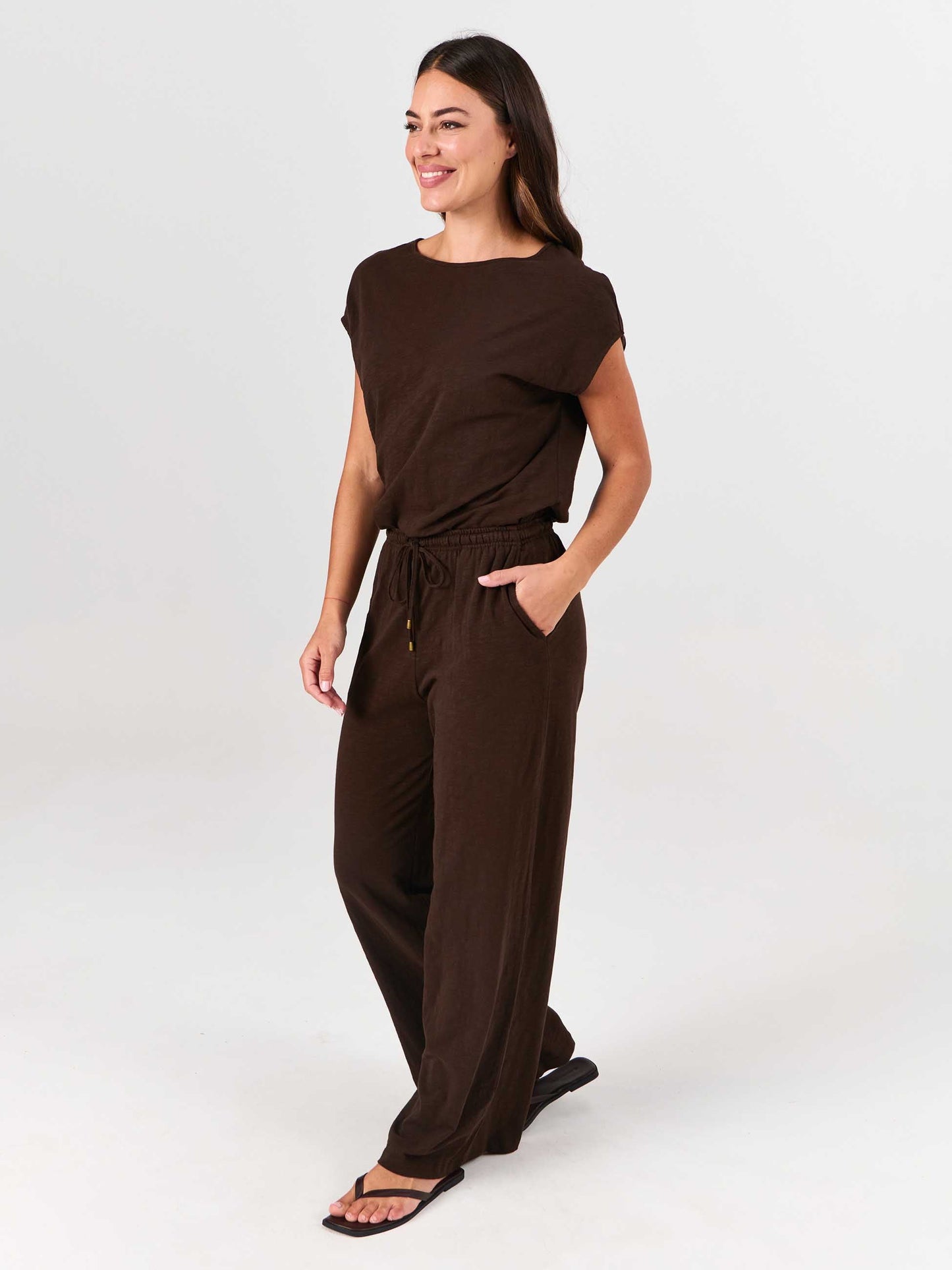 Textured Slub Lounge Pant - Coffee Bean