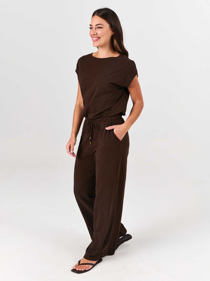 Textured Slub Lounge Pant - Coffee Bean