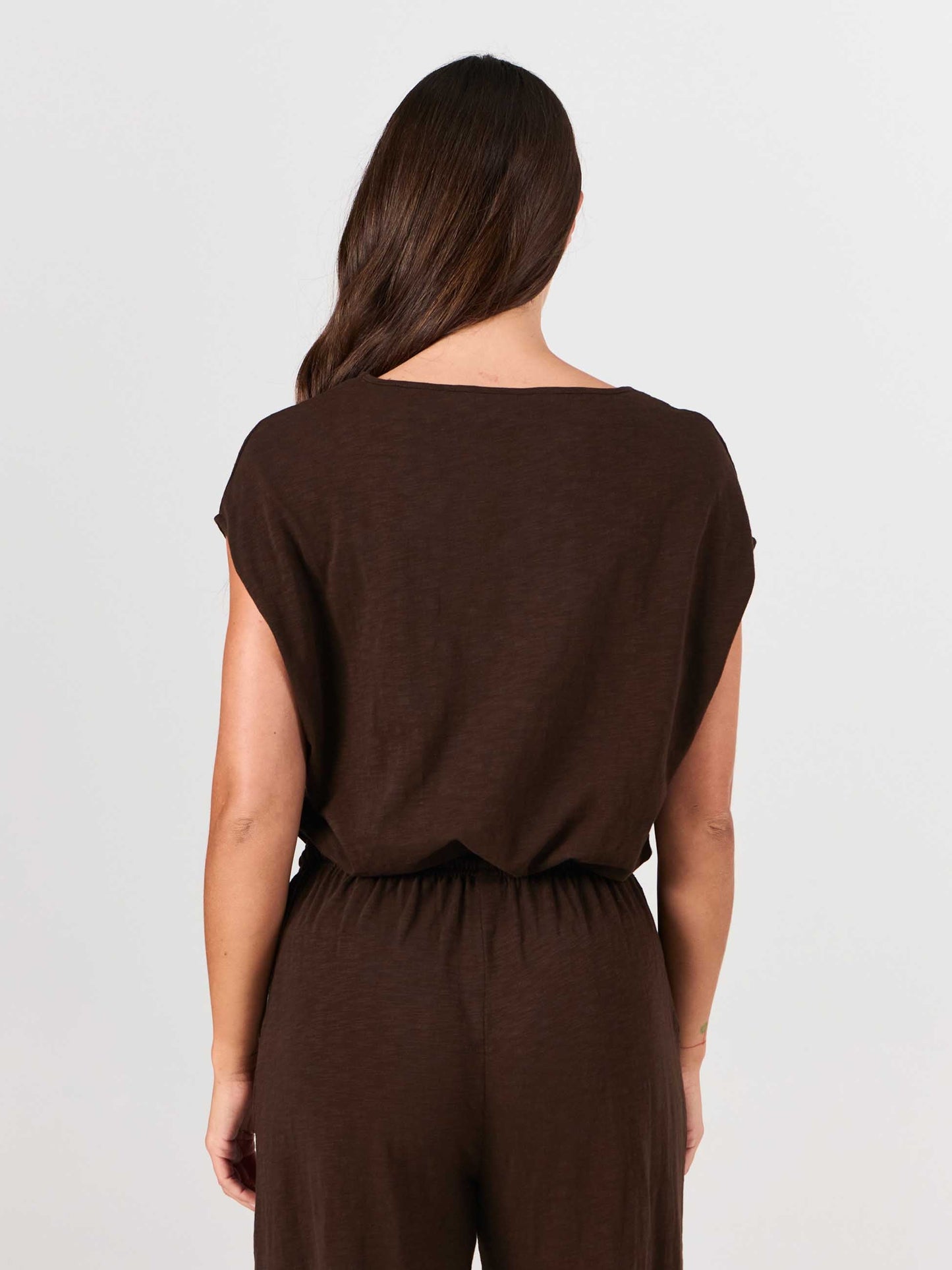 Textured Slub Luxe Layer Tee - Coffee Bean