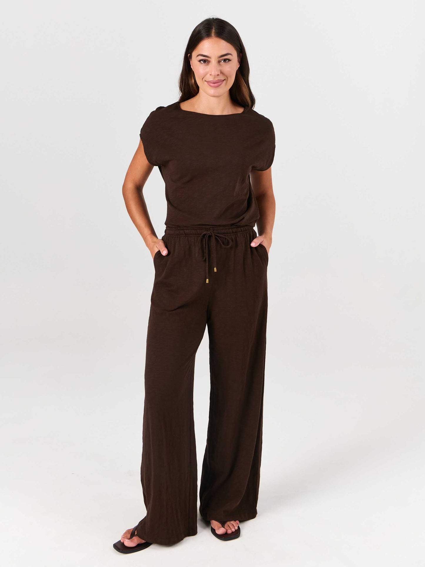 Textured Slub Lounge Pant - Coffee Bean