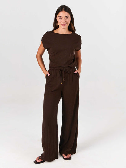 Textured Slub Lounge Pant - Coffee Bean
